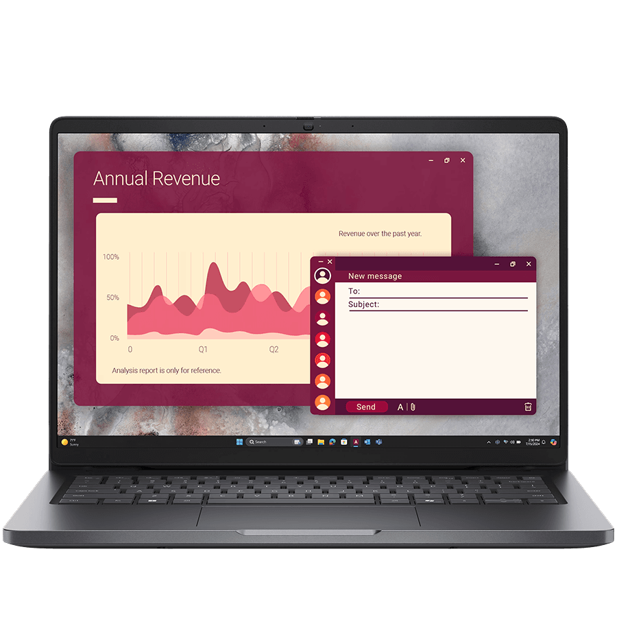 Dell Pro 14 (PC14250), 14" FHD+ (1920 x 1200) Non-Touch, Intel Core 5 120U (10 Cores, up to 5.0 GHz), 16GB DDR5 (1x16GB), 512GB M.2 SSD, Intel Integrated Graphics, Wi-Fi 6E, BT 5.4, 2x USB 3.2 Gen 1, 1x USB 3.2 Gen 2 Type-C (DP/PD), 1x THB 4 (DP/PD), HDMI 2.1, RJ-45, Backlit KB, 55Wh, Ubuntu, 3Yr