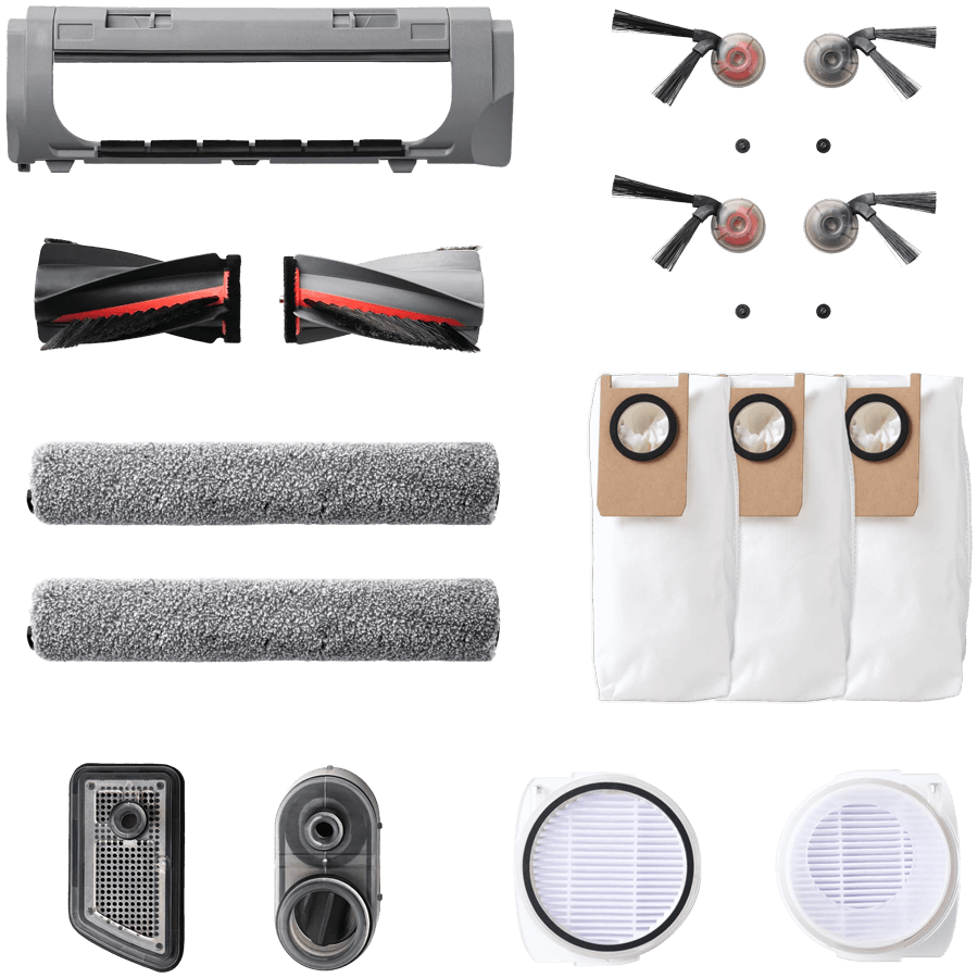 Anker, Eufy S2 Accessories Package, 2 Pairs of Side Brushes, 2 Filter Sets, 1 Roller Brush, 1 Brush Guard, Water Tank Filter, Dust Bag, Brush Guard