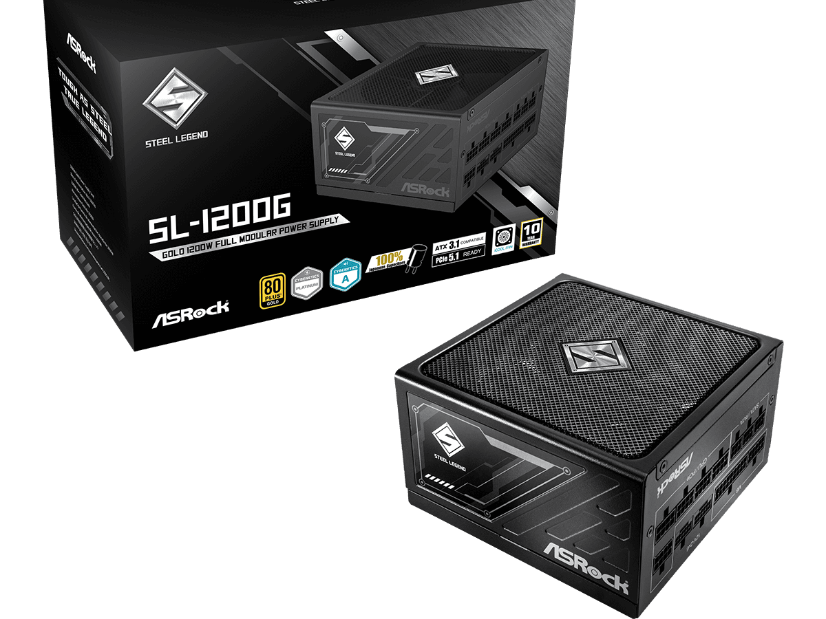 ASROCK PSU 1200W Gold SLFully Modular, 80PLUS135mm fan, ATX 3.1, PCIe 5.1