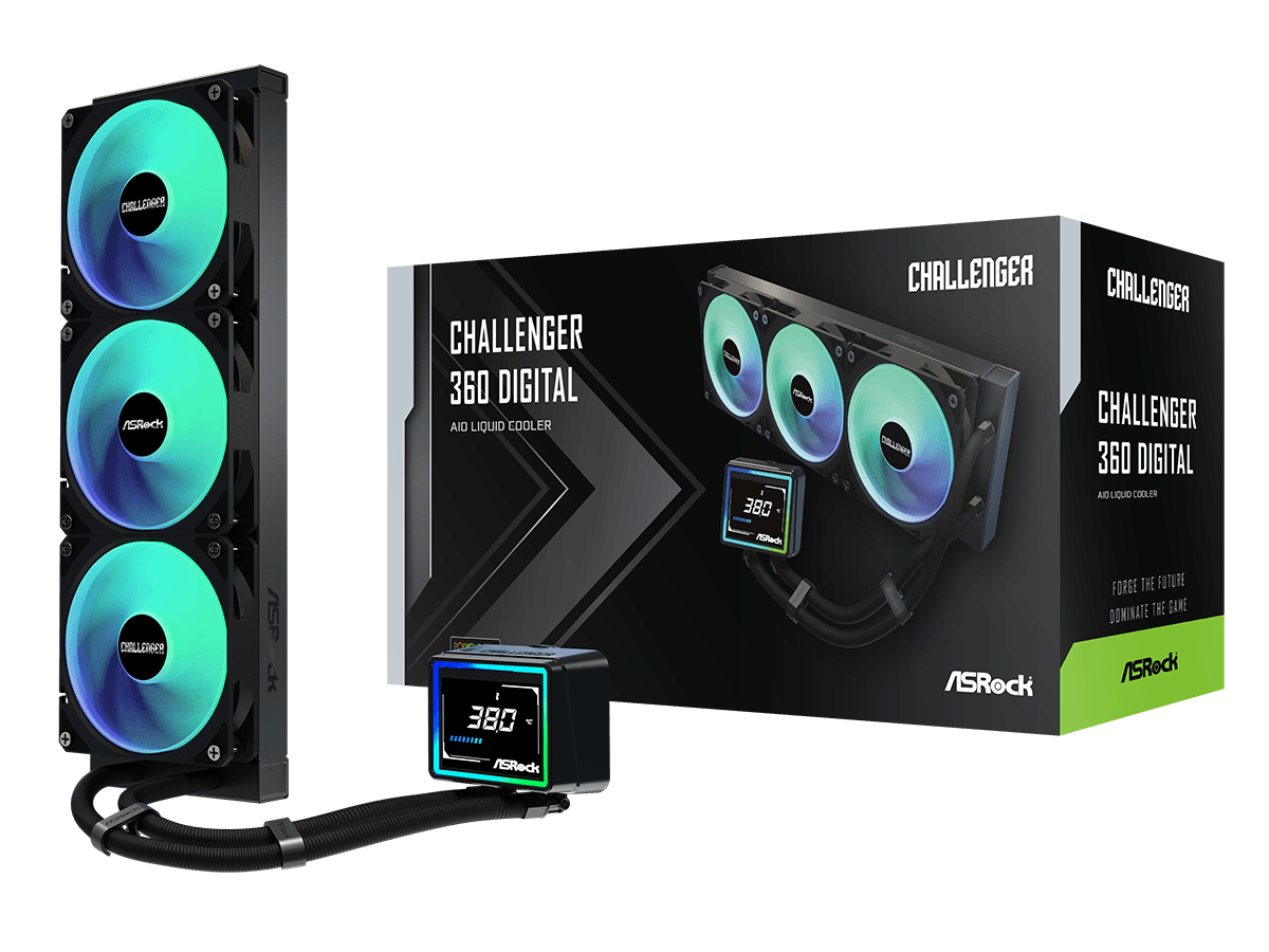 ASROCK 360 A-RGB LCD AIOLiquid Cooler, Challenger3" LCD, 1851, 1700, AM4, AM5