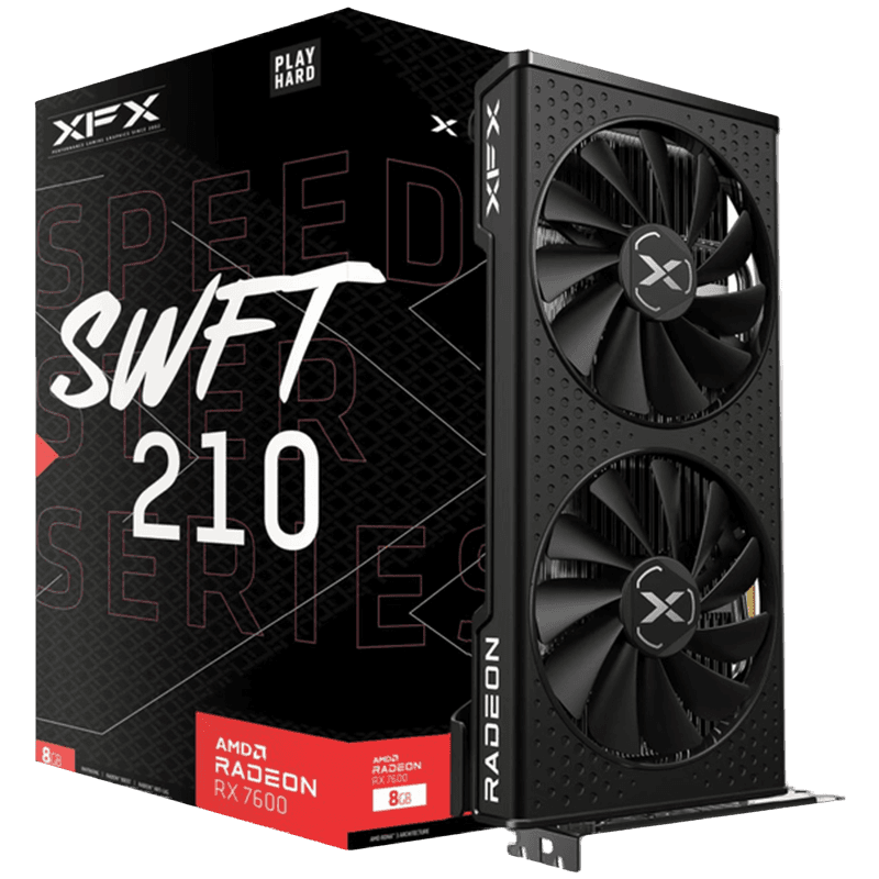 XFX SPEEDSTER SWFT 210 AMD Radeon RX 7600 8 GB GDDR6 128-bit HDMI 3x DP