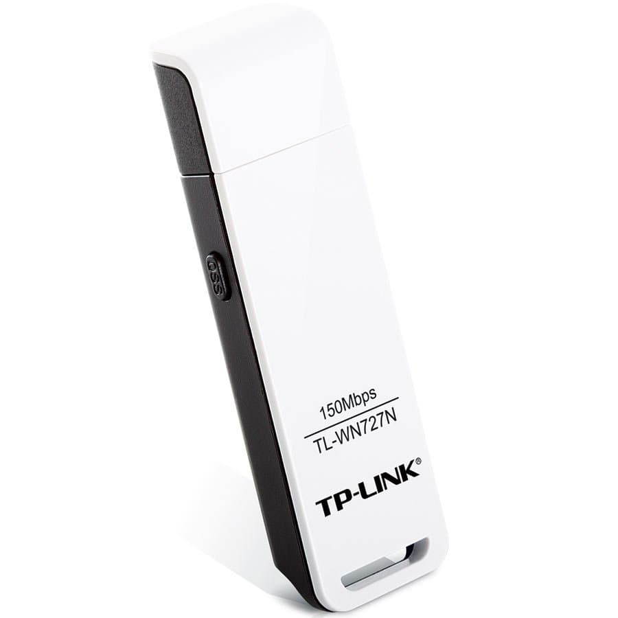 TP-Link TL-WN727N 150Mbps Wi-Fi USB Adapter, 150 Mbps at 2.4 GHz, USB 2.0, WPS Button, Supports Windows 11/10/8.1/8/7/XP, Mac OS 10.15 and earlier, Linux, WPA/WPA2 encryption