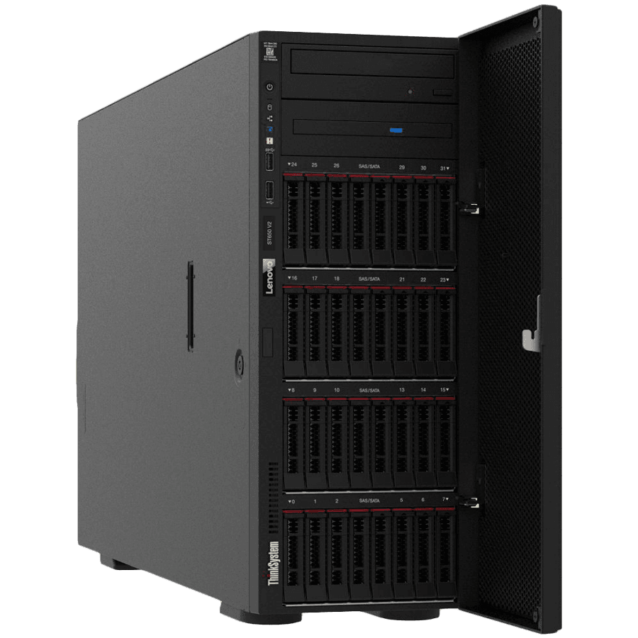 LenovoThinkSystem ST650 V2,Intel Xeon Silver 43108(12C,120W,2.1GHz),TruDDR4 2933MHz(2Rx41.2V) RDIMM,RAID 9350-8i,1100W Power Supply